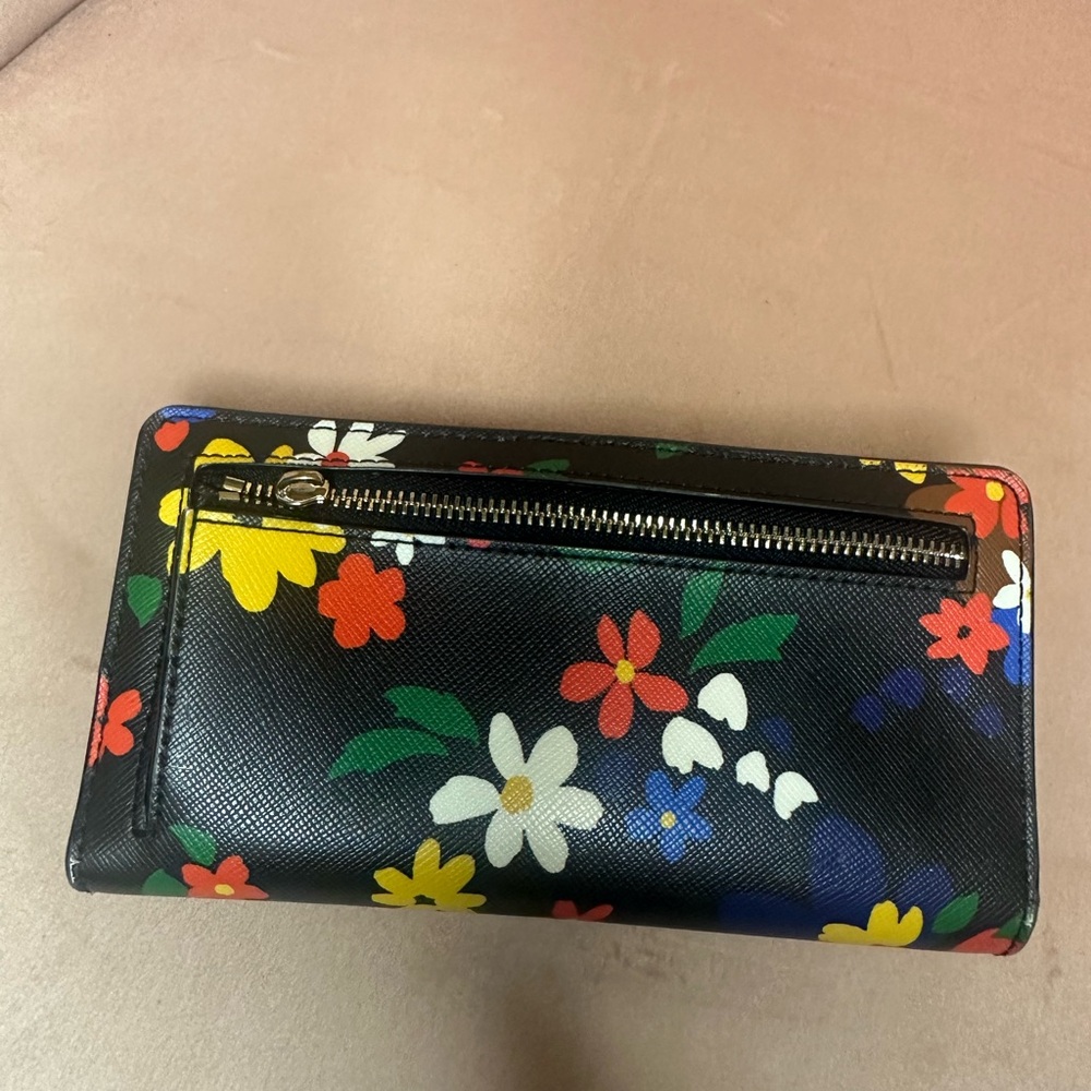 Kate Spade Black and Red Wallet with Floral Design